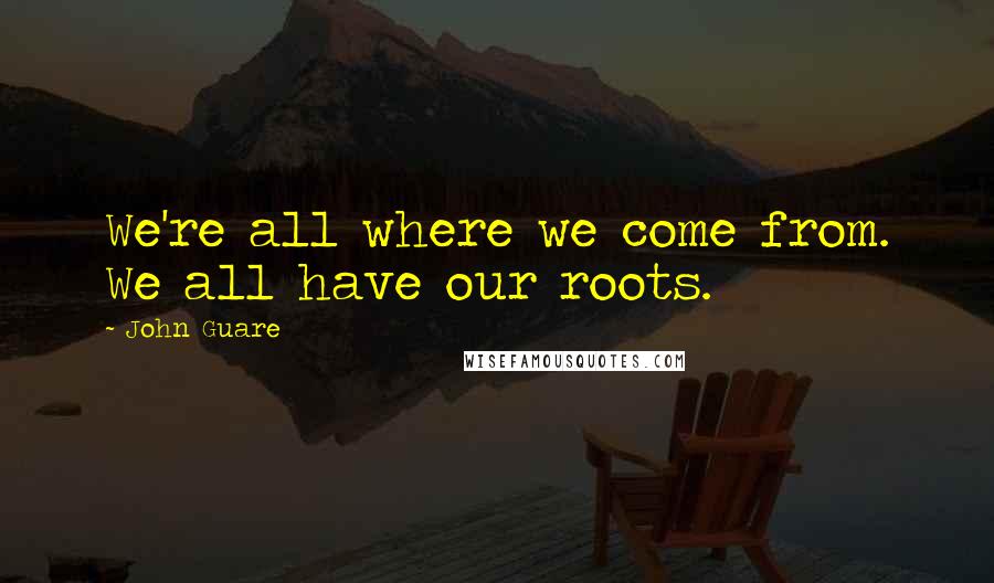 John Guare Quotes: We're all where we come from. We all have our roots.
