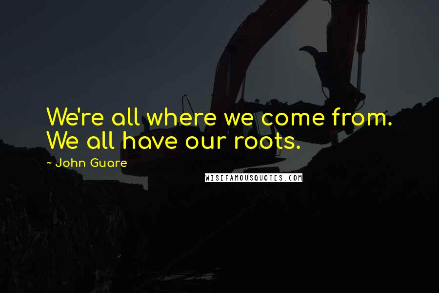 John Guare Quotes: We're all where we come from. We all have our roots.