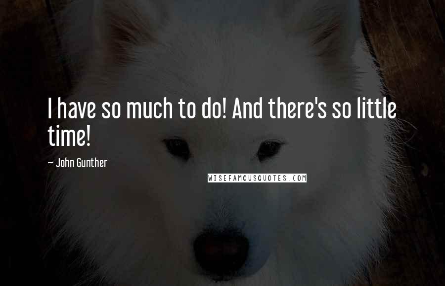 John Gunther Quotes: I have so much to do! And there's so little time!