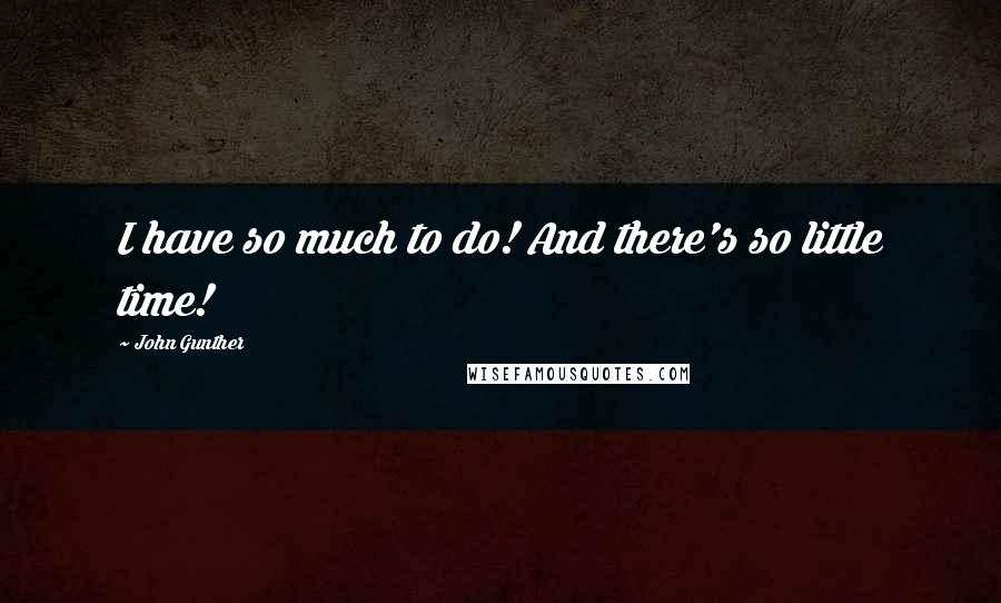 John Gunther Quotes: I have so much to do! And there's so little time!