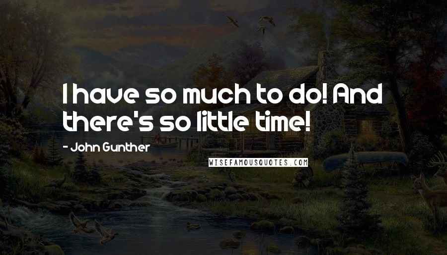 John Gunther Quotes: I have so much to do! And there's so little time!