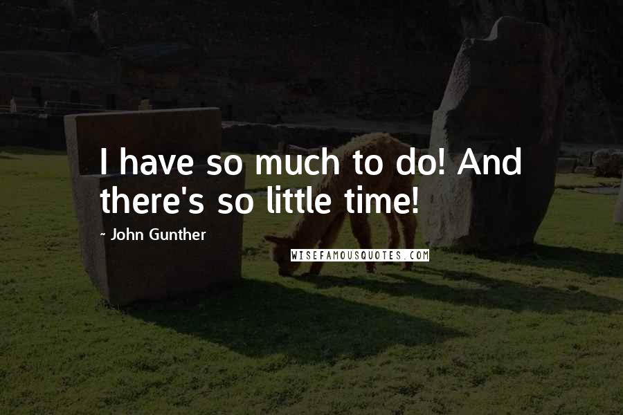 John Gunther Quotes: I have so much to do! And there's so little time!