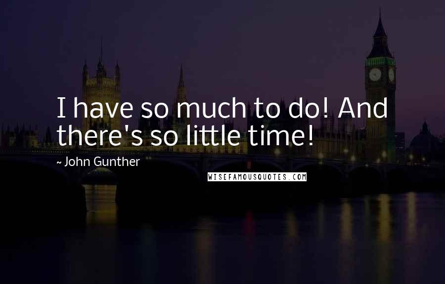 John Gunther Quotes: I have so much to do! And there's so little time!