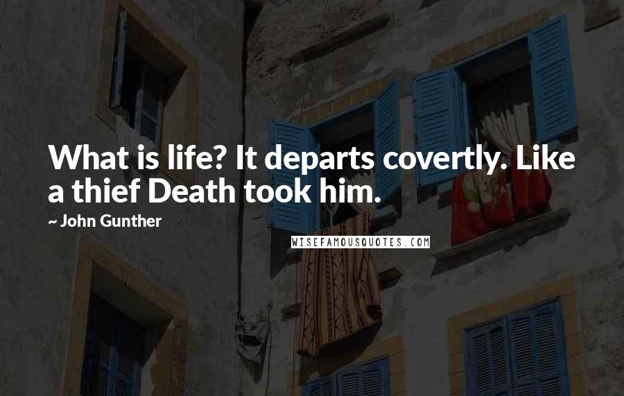 John Gunther Quotes: What is life? It departs covertly. Like a thief Death took him.