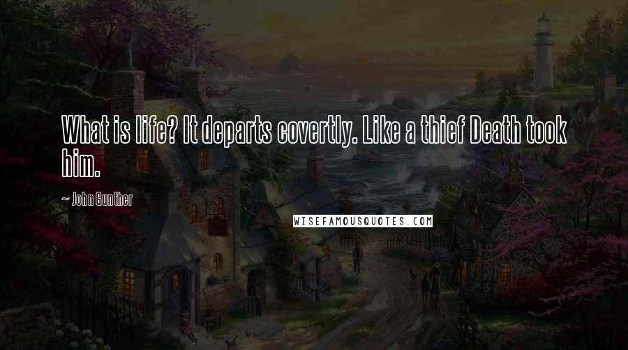 John Gunther Quotes: What is life? It departs covertly. Like a thief Death took him.