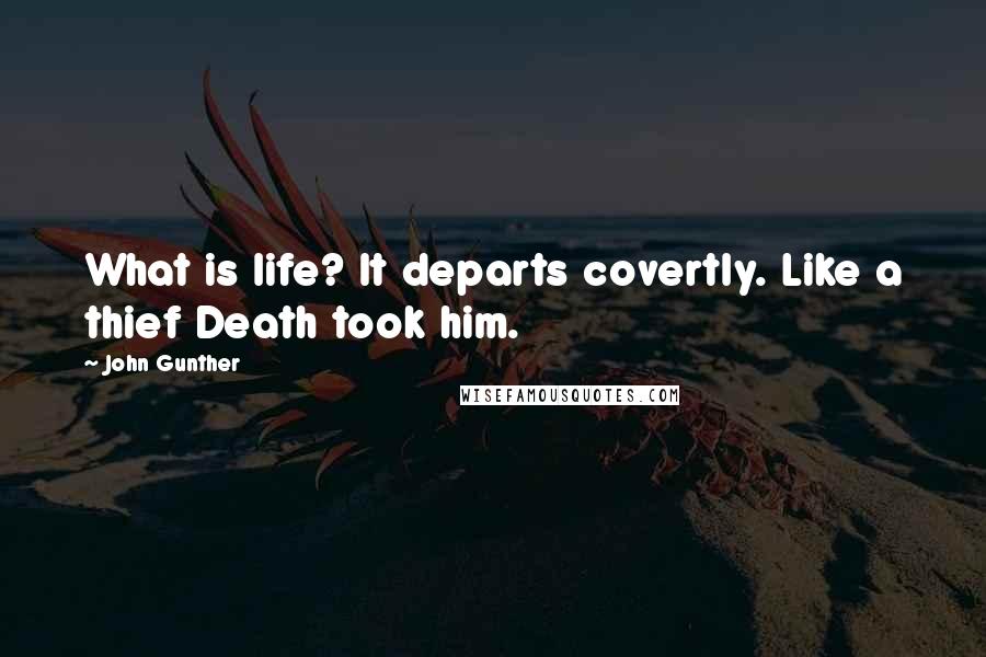 John Gunther Quotes: What is life? It departs covertly. Like a thief Death took him.