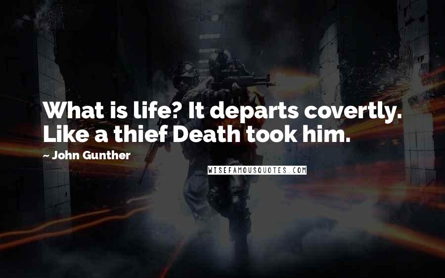 John Gunther Quotes: What is life? It departs covertly. Like a thief Death took him.