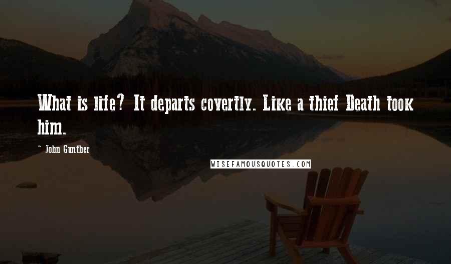 John Gunther Quotes: What is life? It departs covertly. Like a thief Death took him.