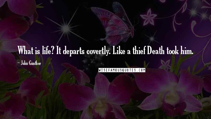 John Gunther Quotes: What is life? It departs covertly. Like a thief Death took him.