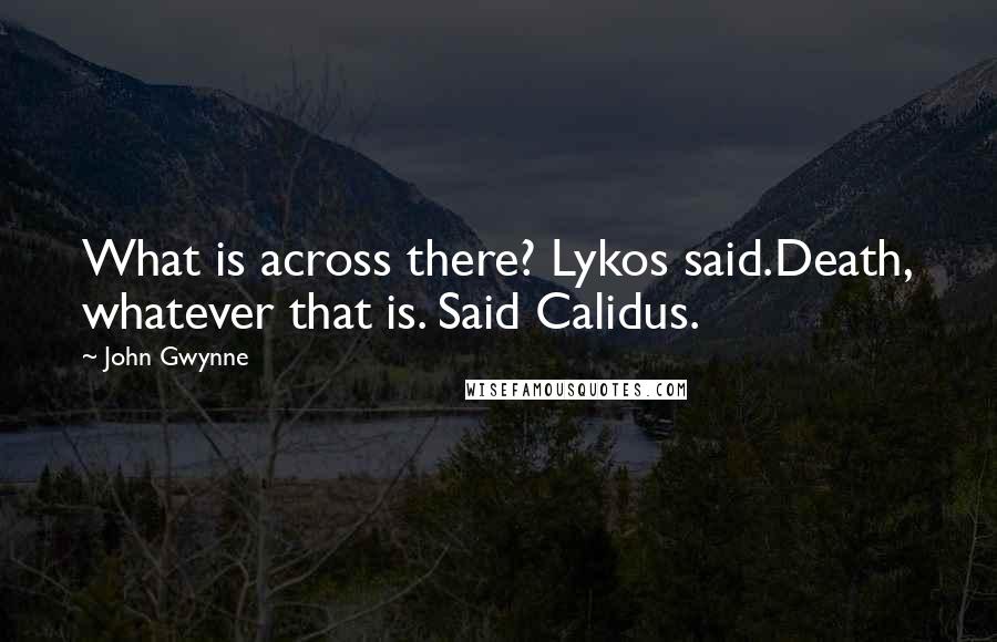 John Gwynne Quotes: What is across there? Lykos said.Death, whatever that is. Said Calidus.