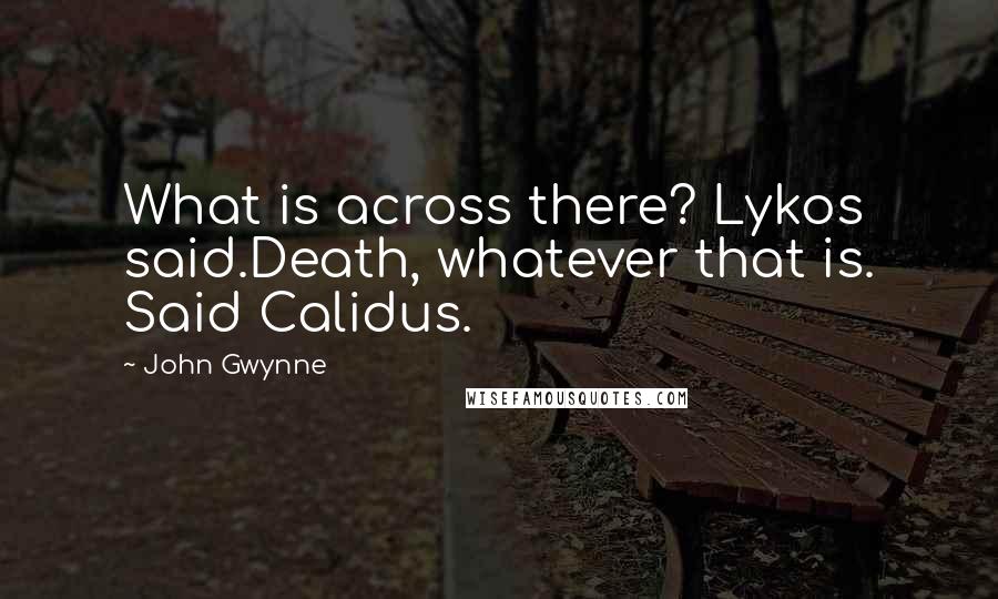 John Gwynne Quotes: What is across there? Lykos said.Death, whatever that is. Said Calidus.