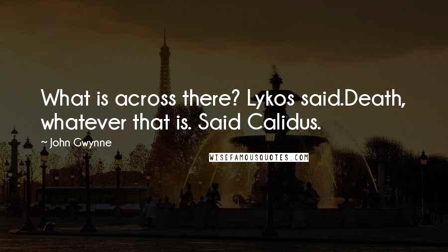 John Gwynne Quotes: What is across there? Lykos said.Death, whatever that is. Said Calidus.