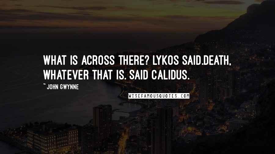 John Gwynne Quotes: What is across there? Lykos said.Death, whatever that is. Said Calidus.