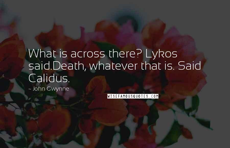 John Gwynne Quotes: What is across there? Lykos said.Death, whatever that is. Said Calidus.