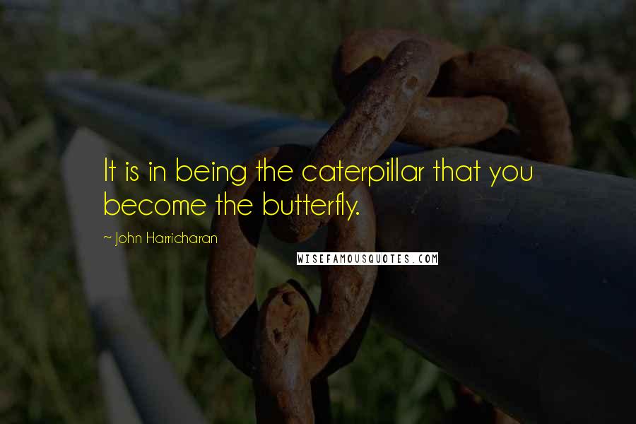 John Harricharan Quotes: It is in being the caterpillar that you become the butterfly.