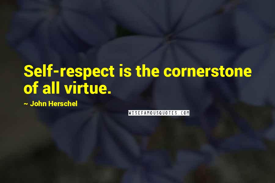 John Herschel Quotes: Self-respect is the cornerstone of all virtue.
