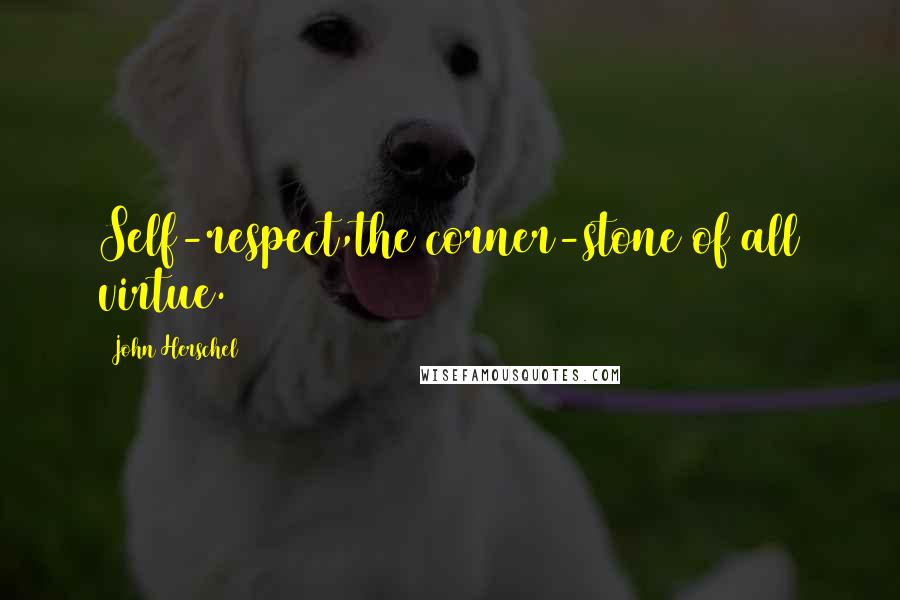 John Herschel Quotes: Self-respect,the corner-stone of all virtue.