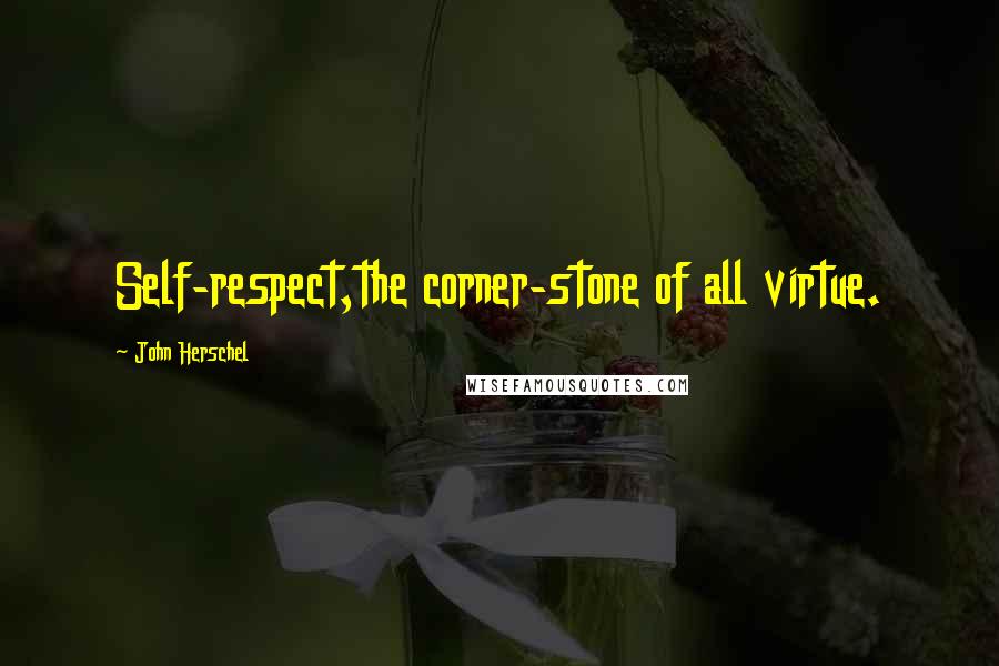 John Herschel Quotes: Self-respect,the corner-stone of all virtue.