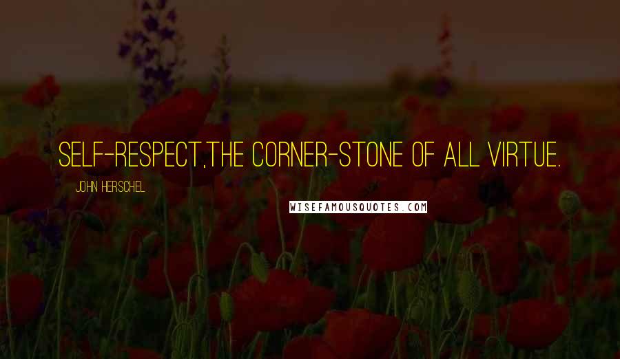 John Herschel Quotes: Self-respect,the corner-stone of all virtue.