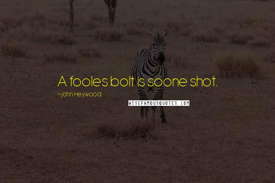 John Heywood Quotes: A fooles bolt is soone shot.