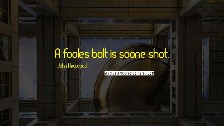 John Heywood Quotes: A fooles bolt is soone shot.