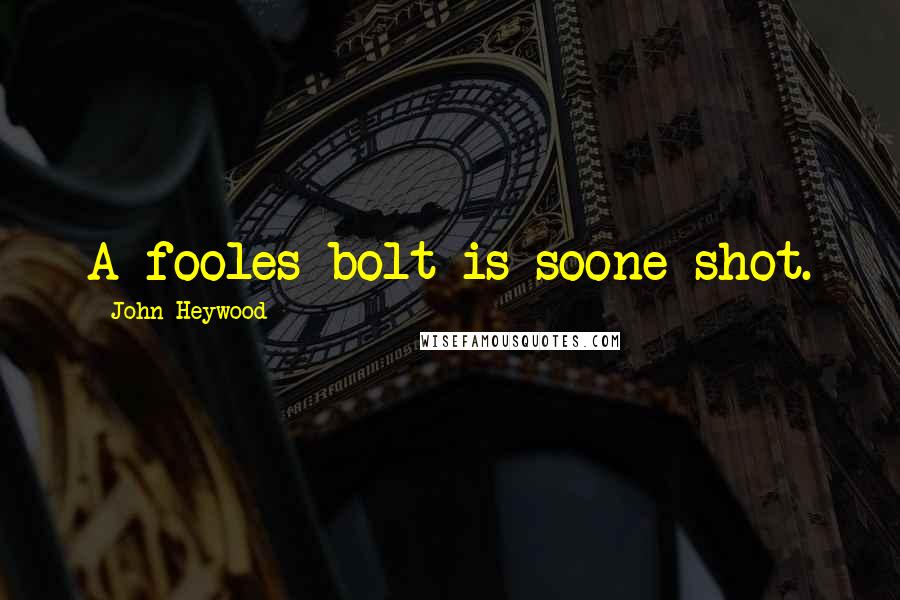 John Heywood Quotes: A fooles bolt is soone shot.