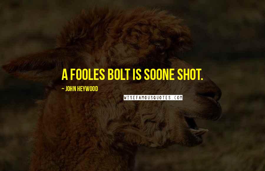 John Heywood Quotes: A fooles bolt is soone shot.