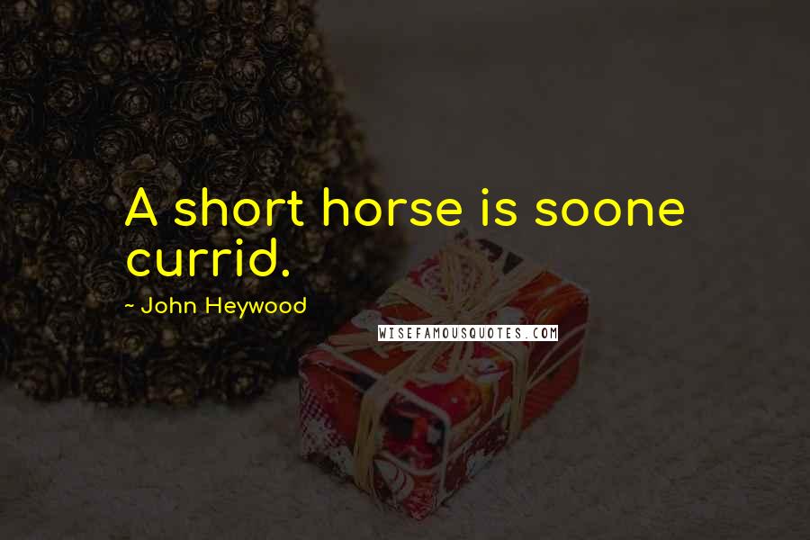 John Heywood Quotes: A short horse is soone currid.