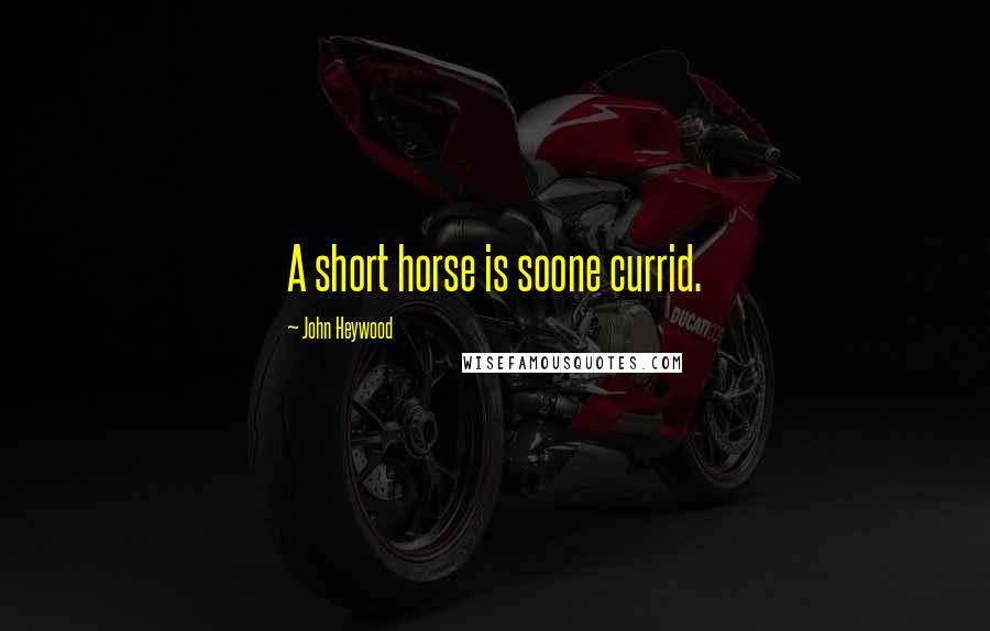 John Heywood Quotes: A short horse is soone currid.