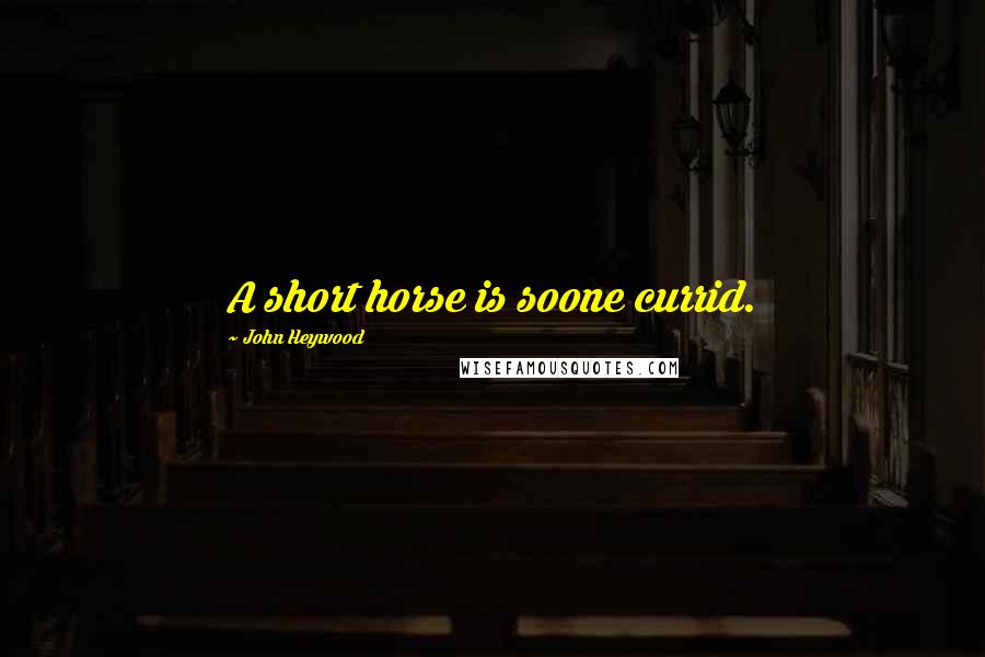 John Heywood Quotes: A short horse is soone currid.