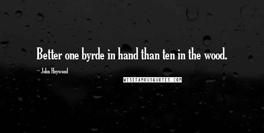 John Heywood Quotes: Better one byrde in hand than ten in the wood.