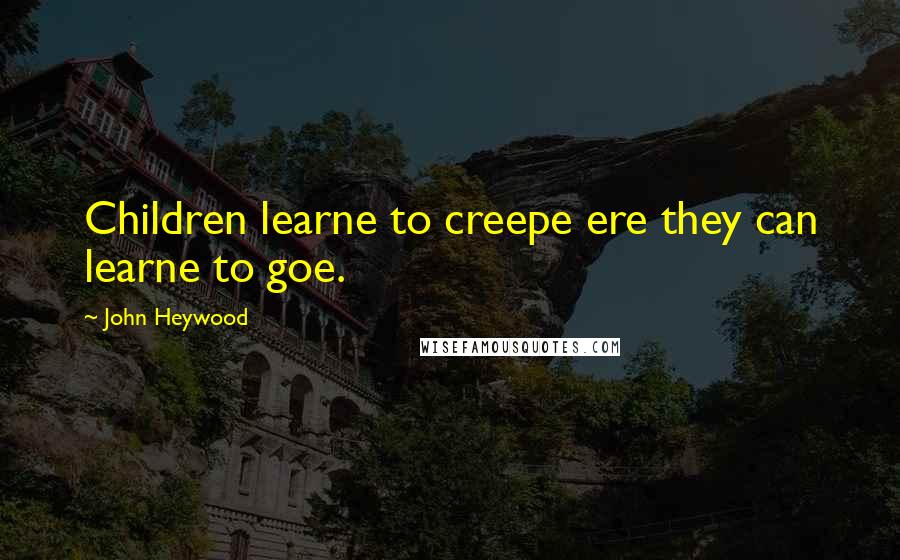 John Heywood Quotes: Children learne to creepe ere they can learne to goe.