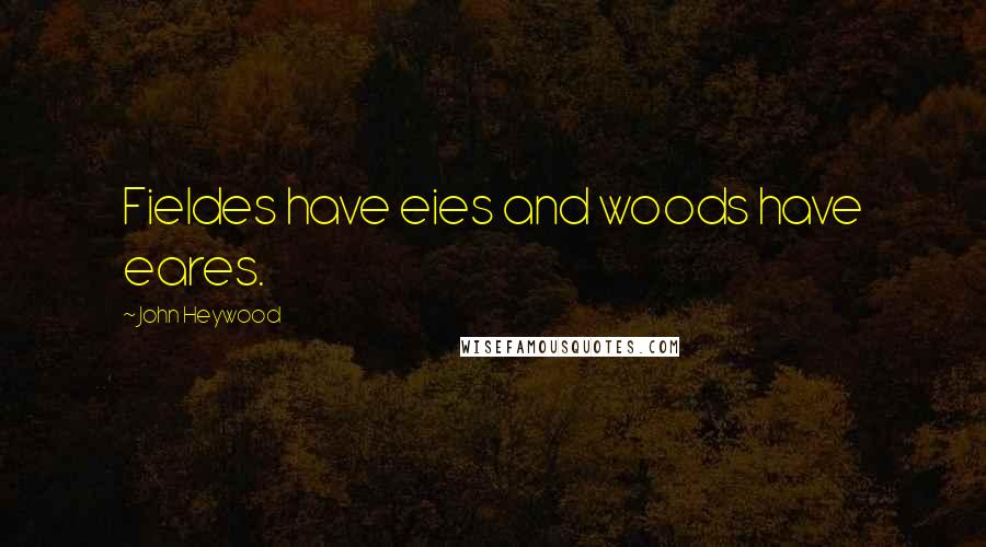 John Heywood Quotes: Fieldes have eies and woods have eares.