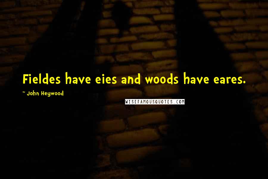 John Heywood Quotes: Fieldes have eies and woods have eares.