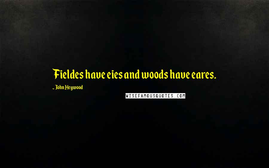 John Heywood Quotes: Fieldes have eies and woods have eares.