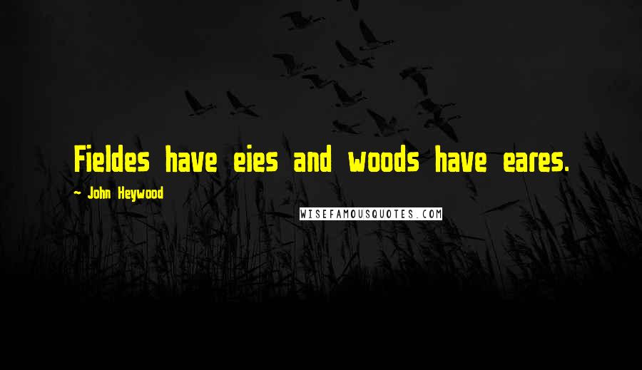 John Heywood Quotes: Fieldes have eies and woods have eares.