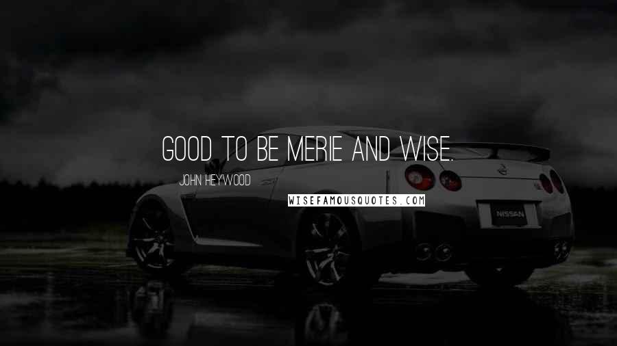 John Heywood Quotes: Good to be merie and wise.