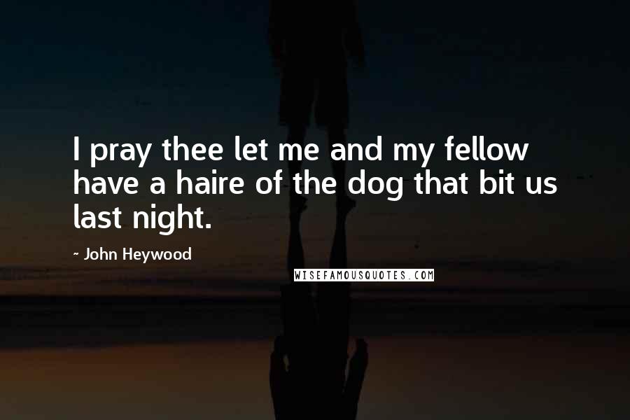 John Heywood Quotes: I pray thee let me and my fellow have a haire of the dog that bit us last night.