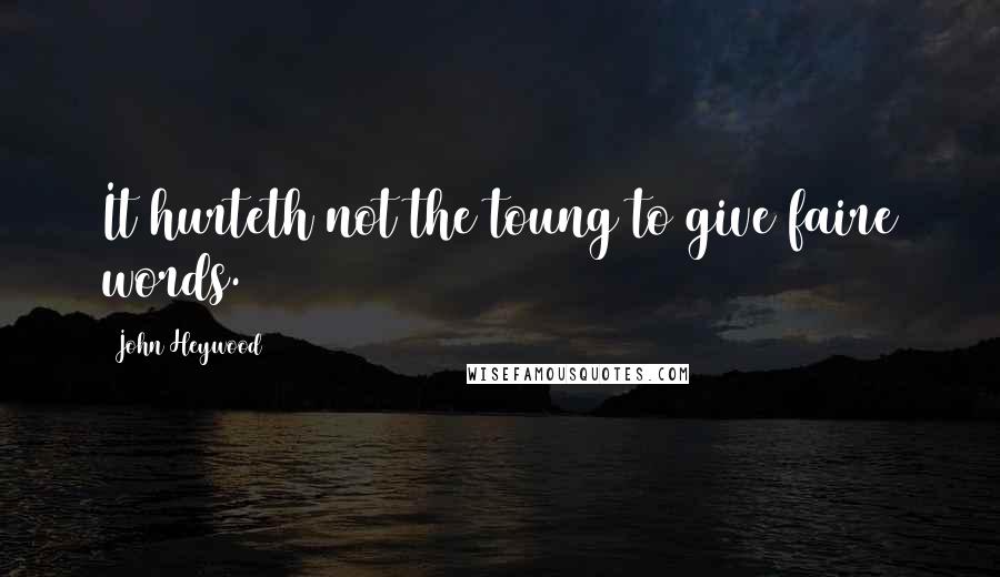 John Heywood Quotes: It hurteth not the toung to give faire words.