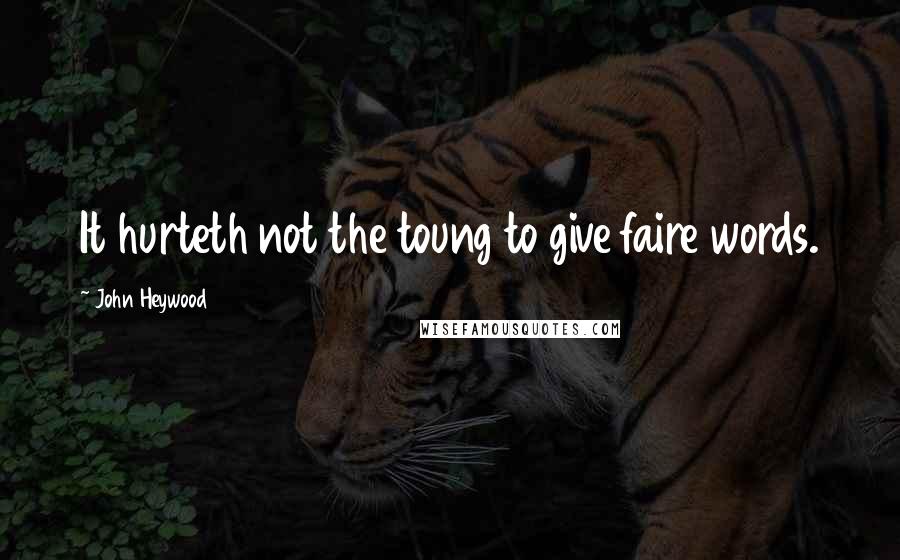 John Heywood Quotes: It hurteth not the toung to give faire words.