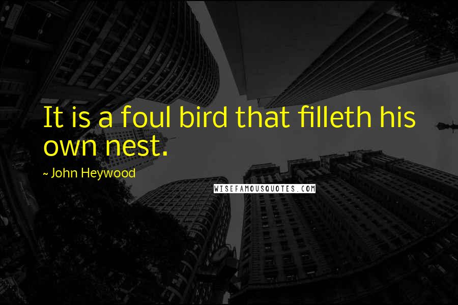 John Heywood Quotes: It is a foul bird that filleth his own nest.