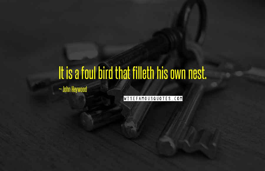 John Heywood Quotes: It is a foul bird that filleth his own nest.