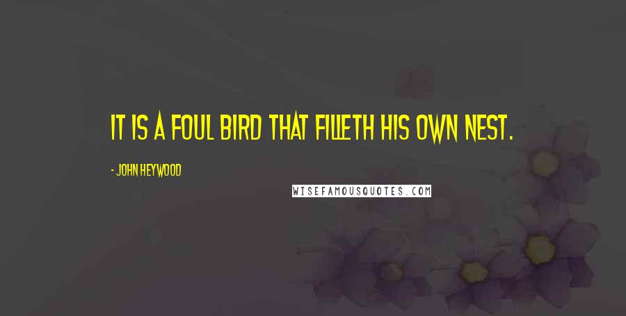 John Heywood Quotes: It is a foul bird that filleth his own nest.