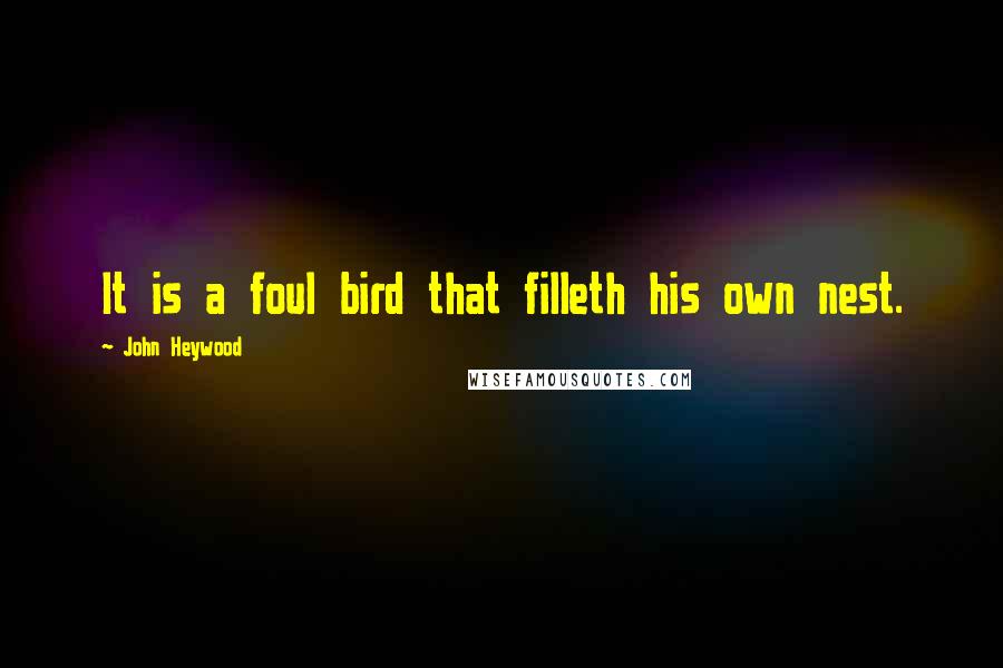 John Heywood Quotes: It is a foul bird that filleth his own nest.