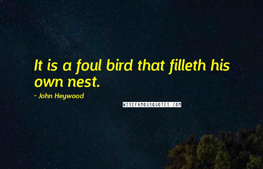 John Heywood Quotes: It is a foul bird that filleth his own nest.