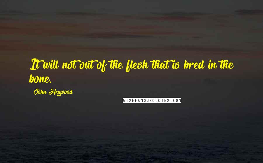 John Heywood Quotes: It will not out of the flesh that is bred in the bone.