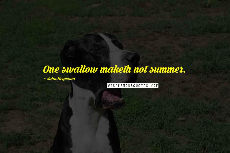 John Heywood Quotes: One swallow maketh not summer.