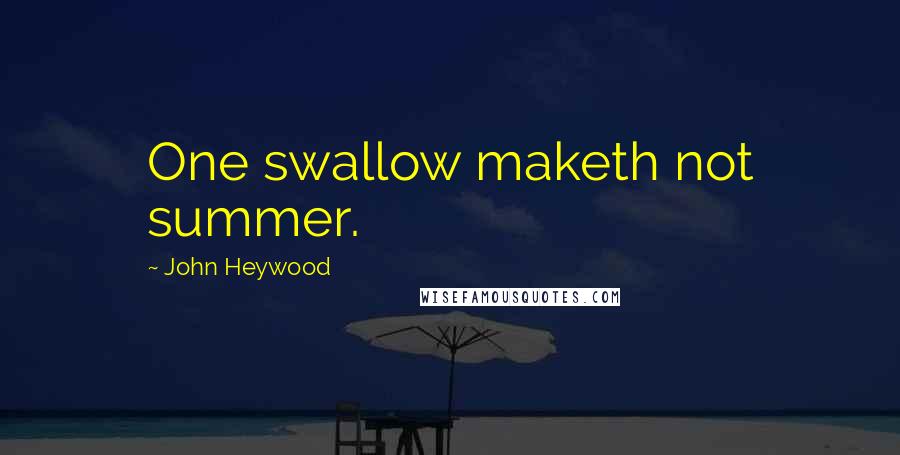 John Heywood Quotes: One swallow maketh not summer.