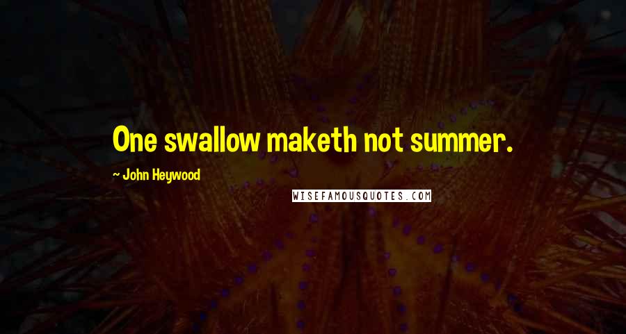 John Heywood Quotes: One swallow maketh not summer.