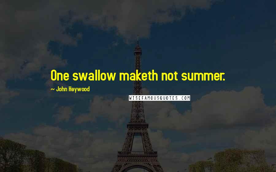 John Heywood Quotes: One swallow maketh not summer.